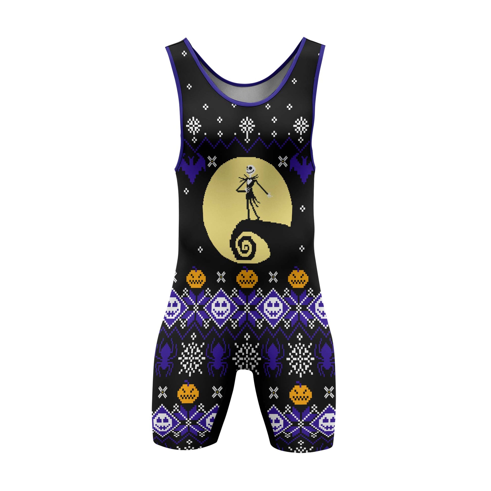 Christmas Jack Skellington Blue Wrestling Singlet
