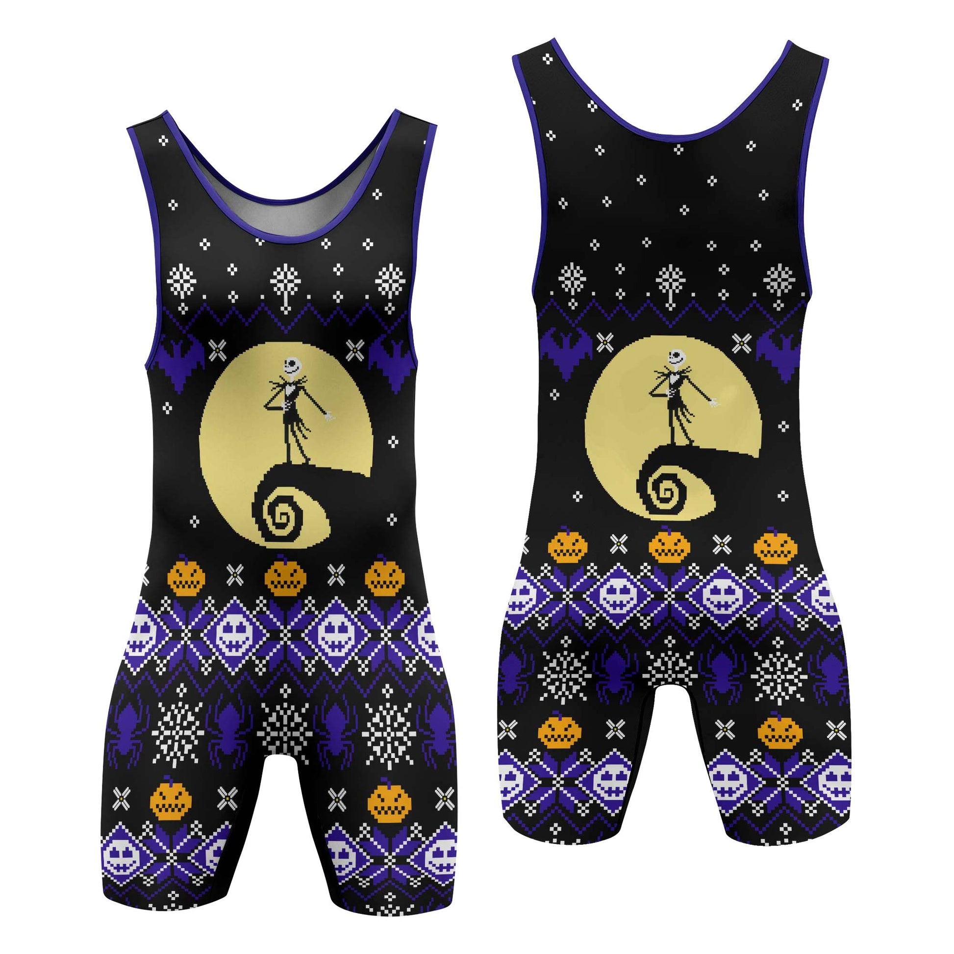 Christmas Jack Skellington Blue Wrestling Singlet