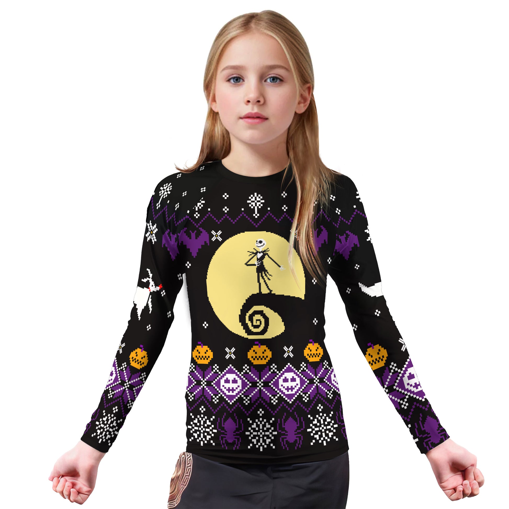 Christmas Jack Skellington Purple Kids Rash Guard