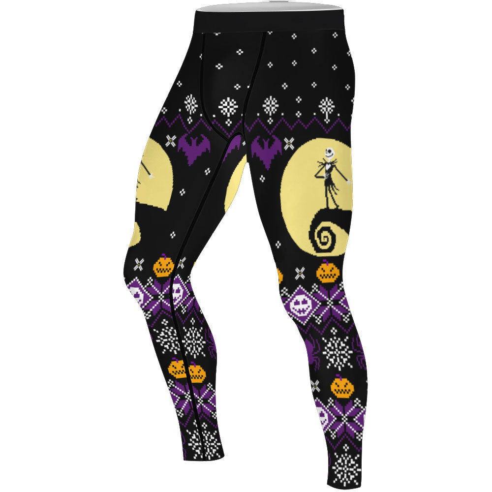 Christmas Jack Skellington Purple Men's Compression Leggings