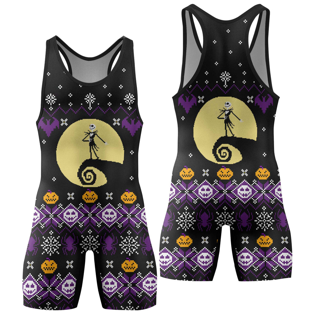 Christmas Jack Skellington Purple Wrestling Singlet