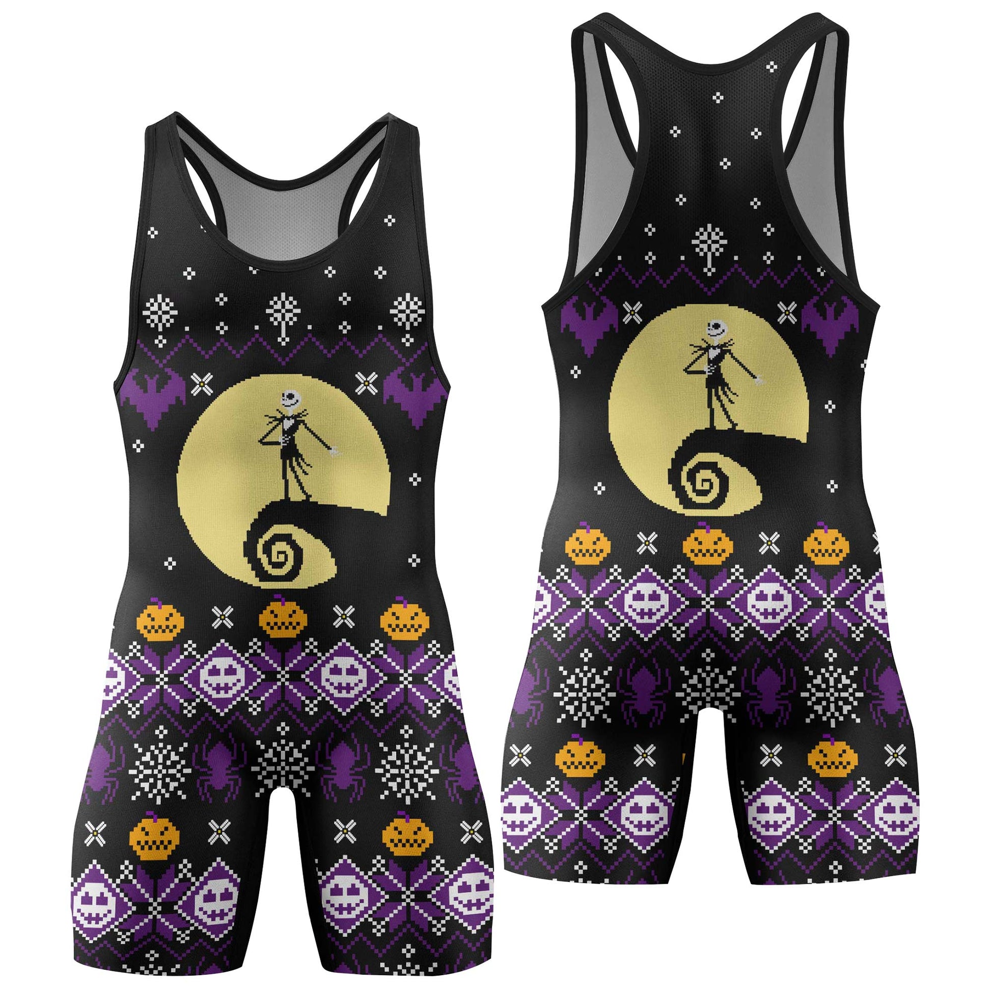 Christmas Jack Skellington Purple Wrestling Singlet