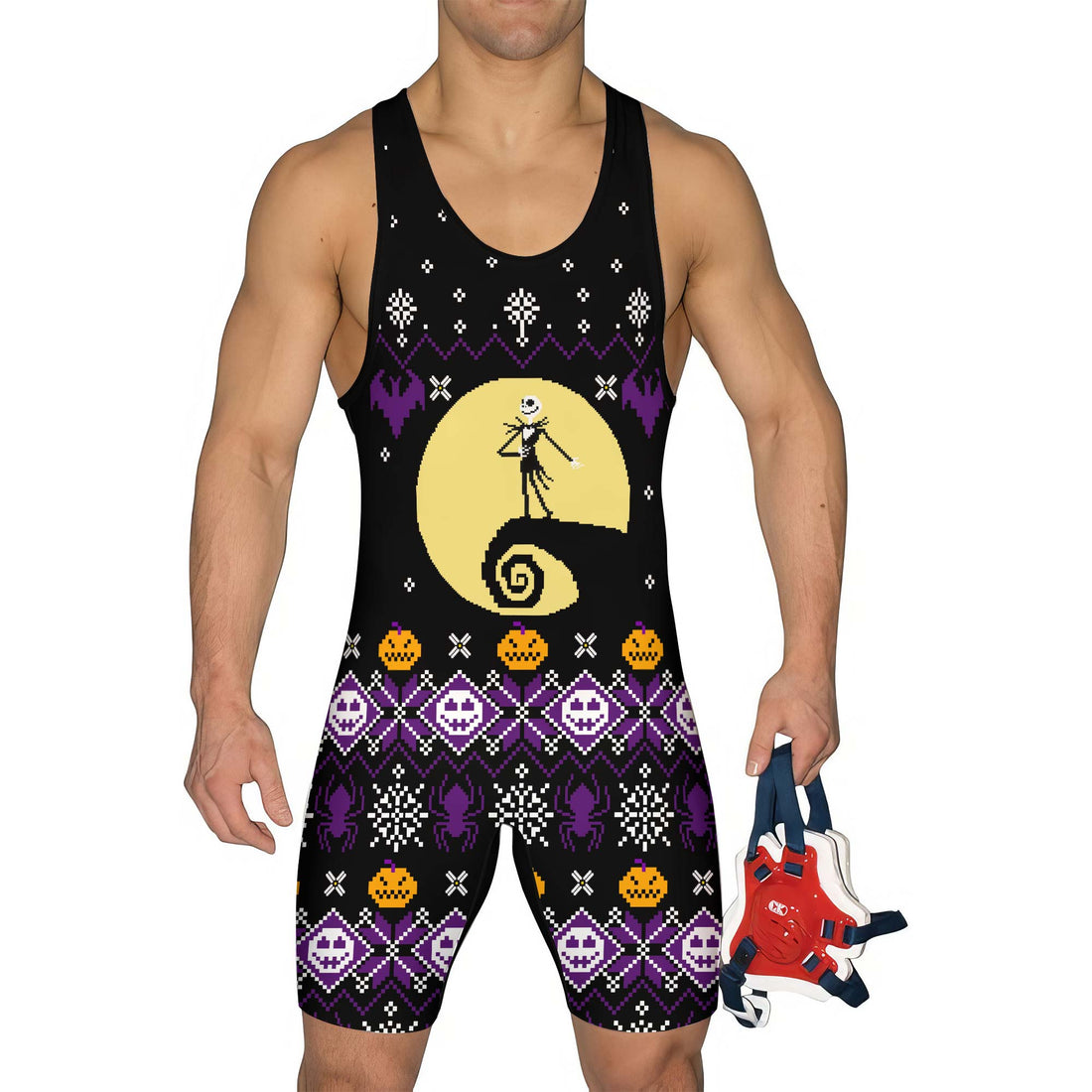 Christmas Jack Skellington Purple Wrestling Singlet