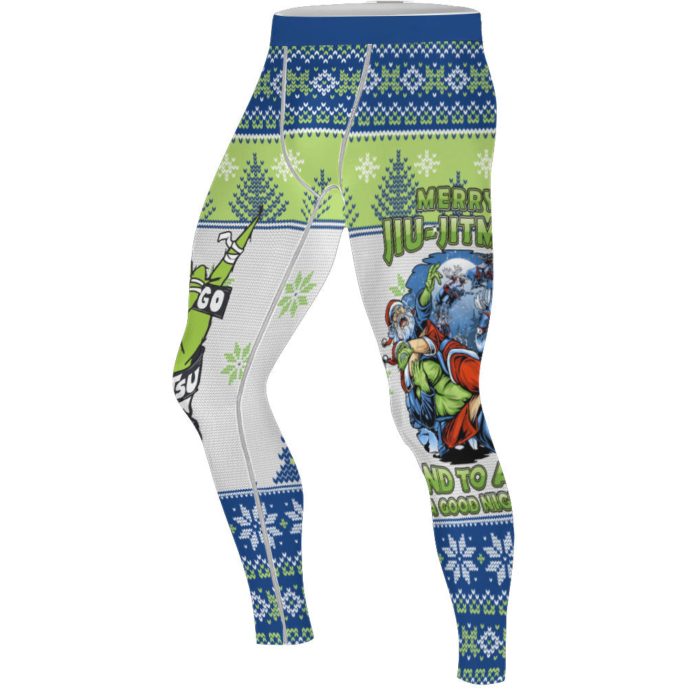 Christmas Santa Choking Grinch Men's Compression Leggings