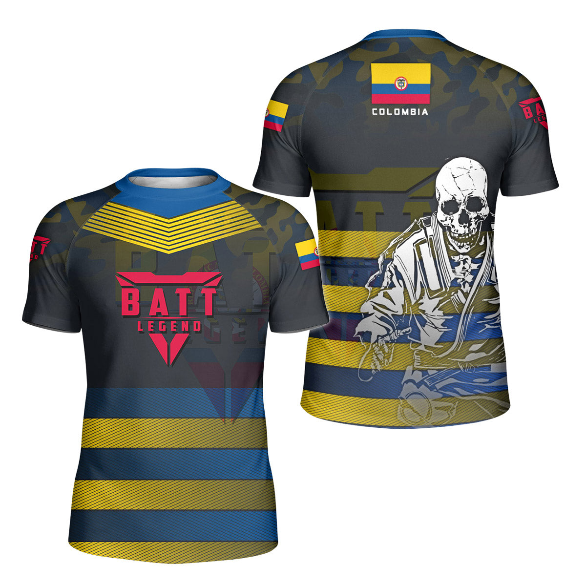 Colombia Skull Fighter Kids Rash Guard