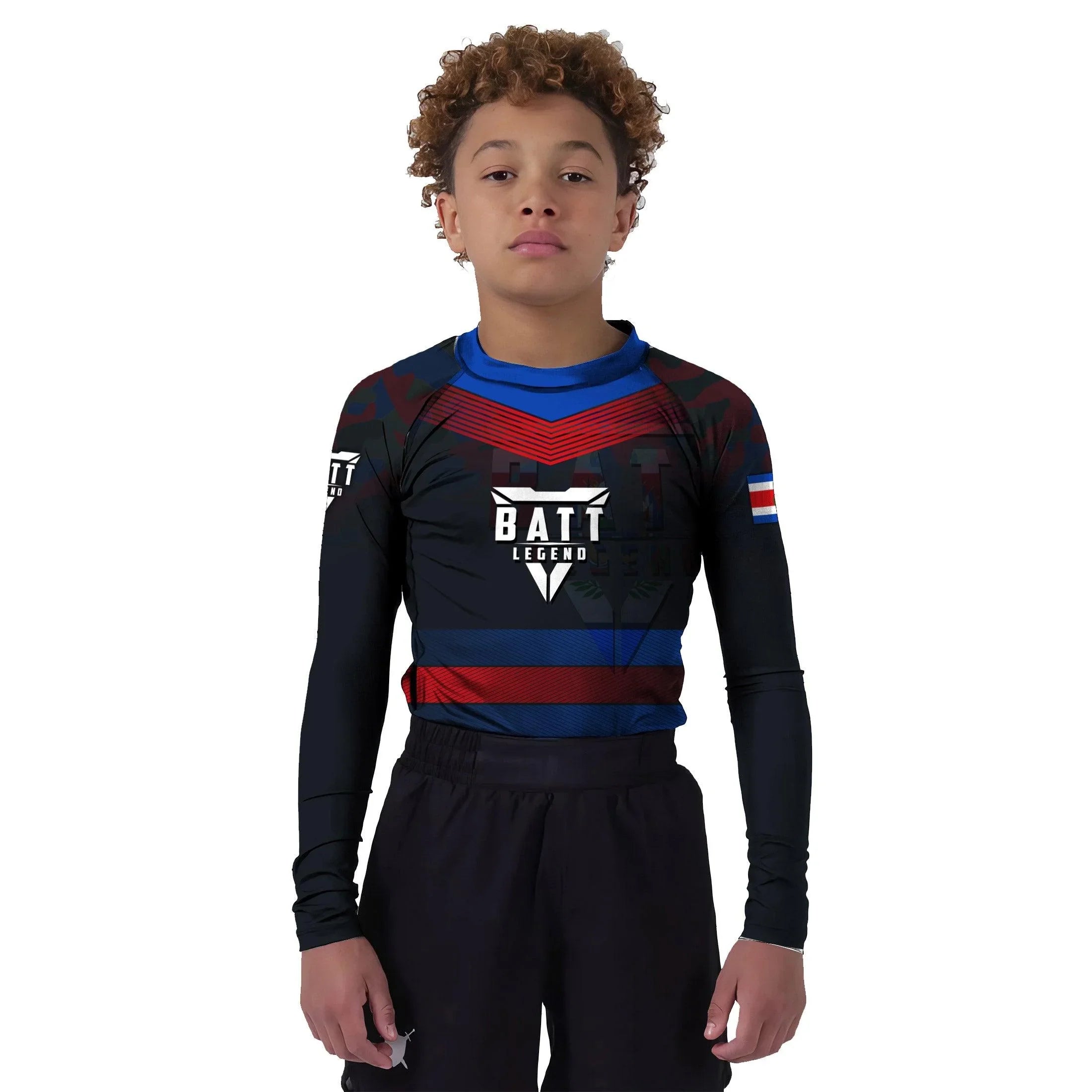 Costa Rica Rash Guard Costa Rica Skull Fighter Kids Rash Guard | Athletic Youth Wear