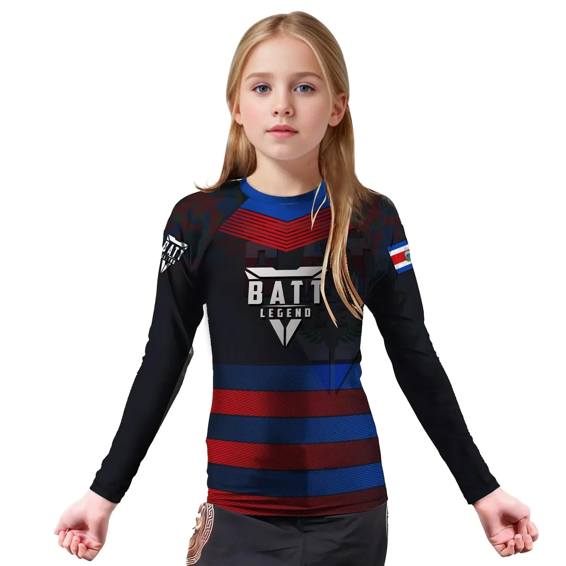 Costa Rica Skull Fighter Kids Rash Guard | Athletic Wear