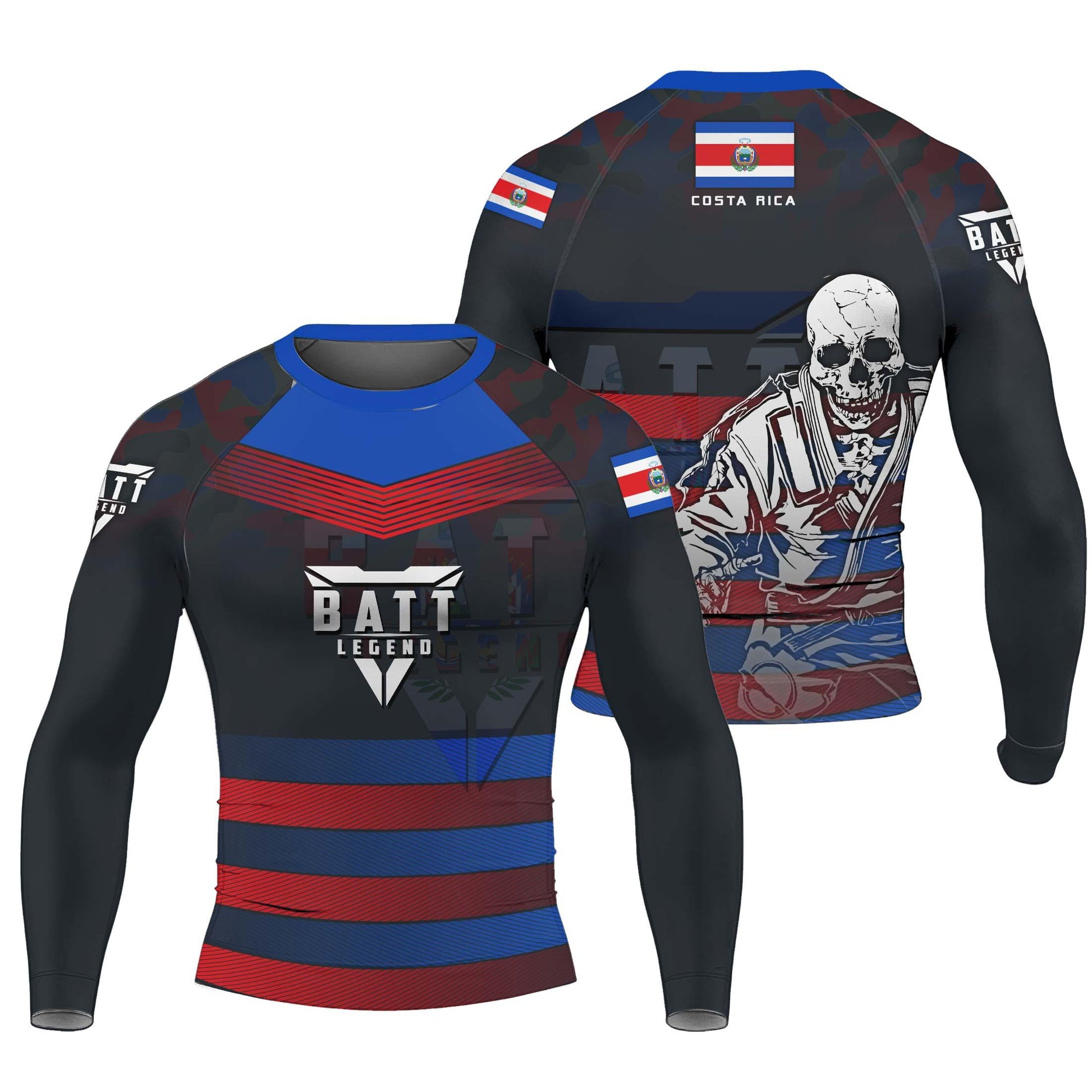Costa Rica Skull Fighter Rash Guard