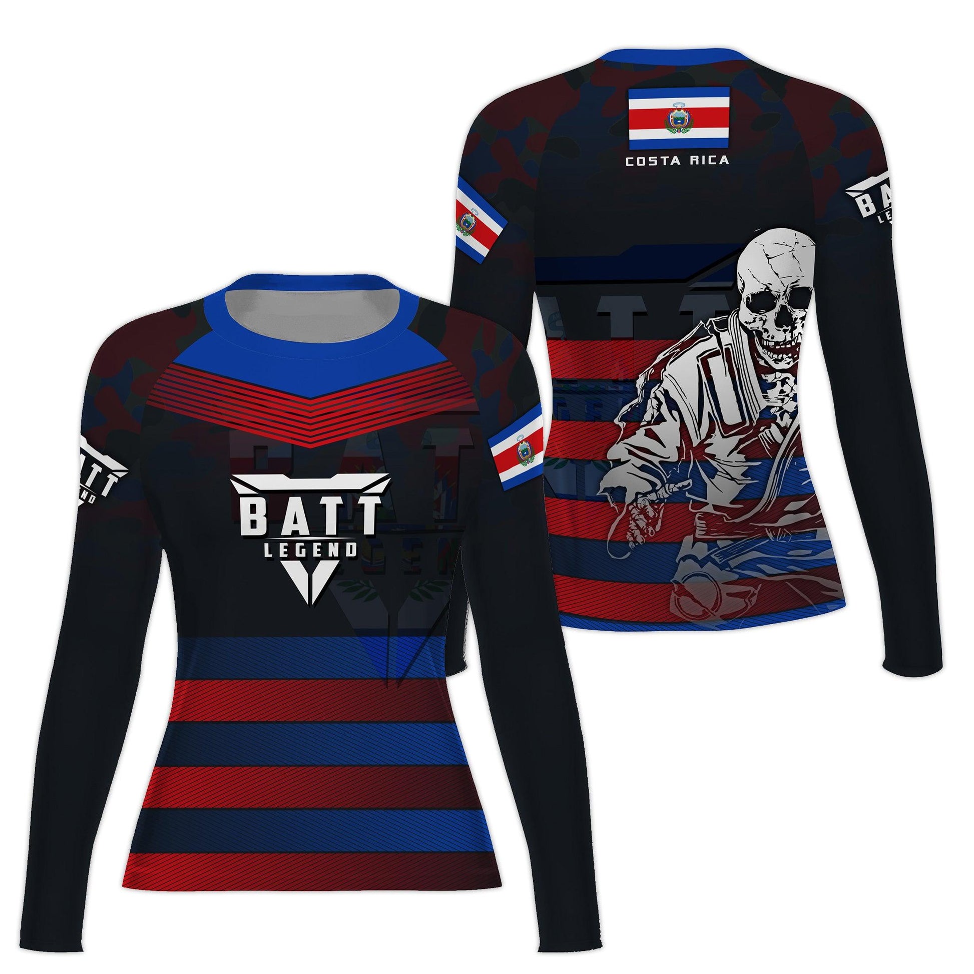 Costa Rica Skull Fighter Rash Guard