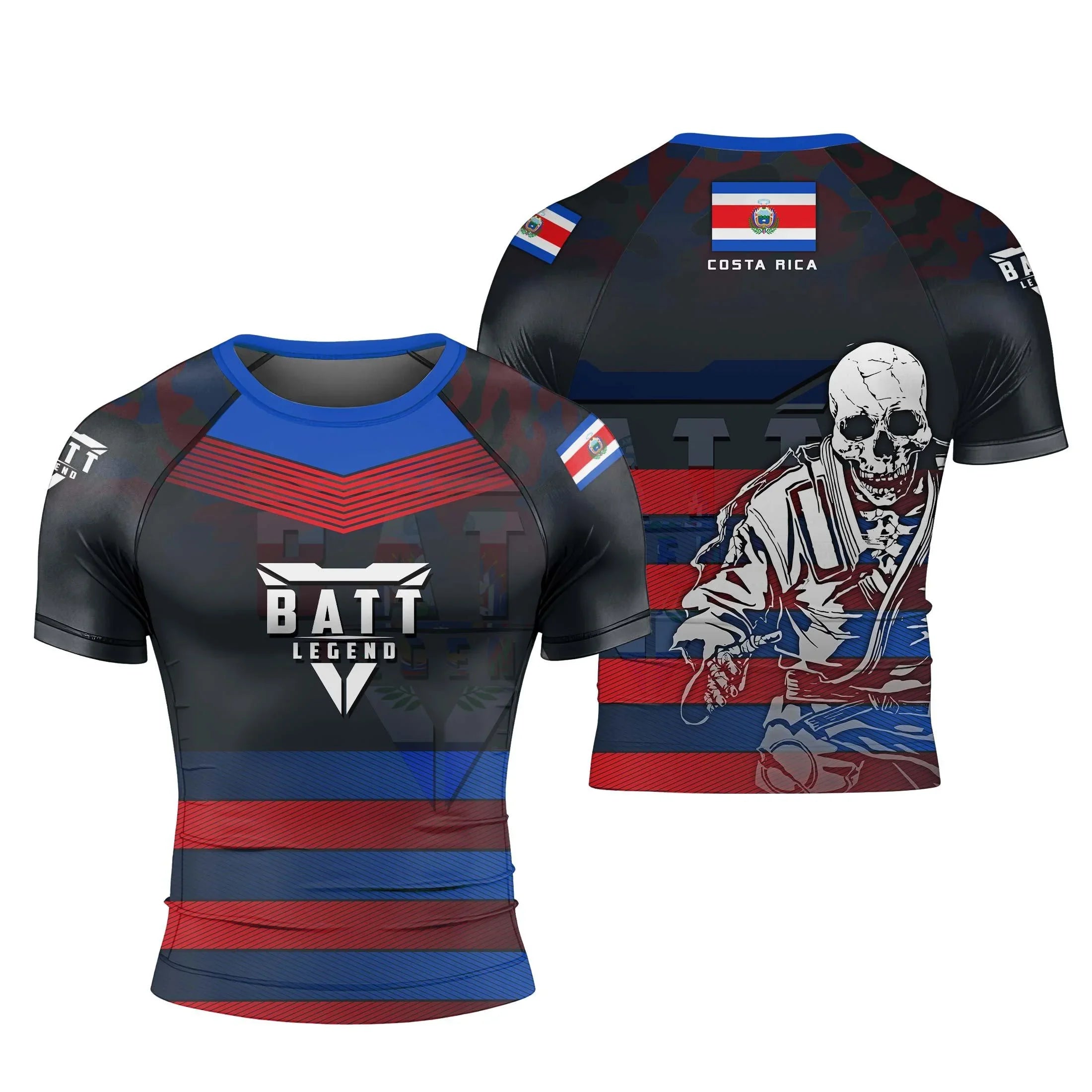 Costa Rica Skull Fighter Rash Guard – Athletic Rash Guard for Training