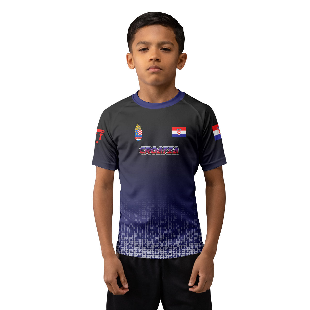 Croatia Halftone Kids Rash Guard