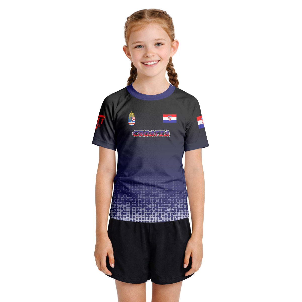 Croatia Halftone Kids Rash Guard