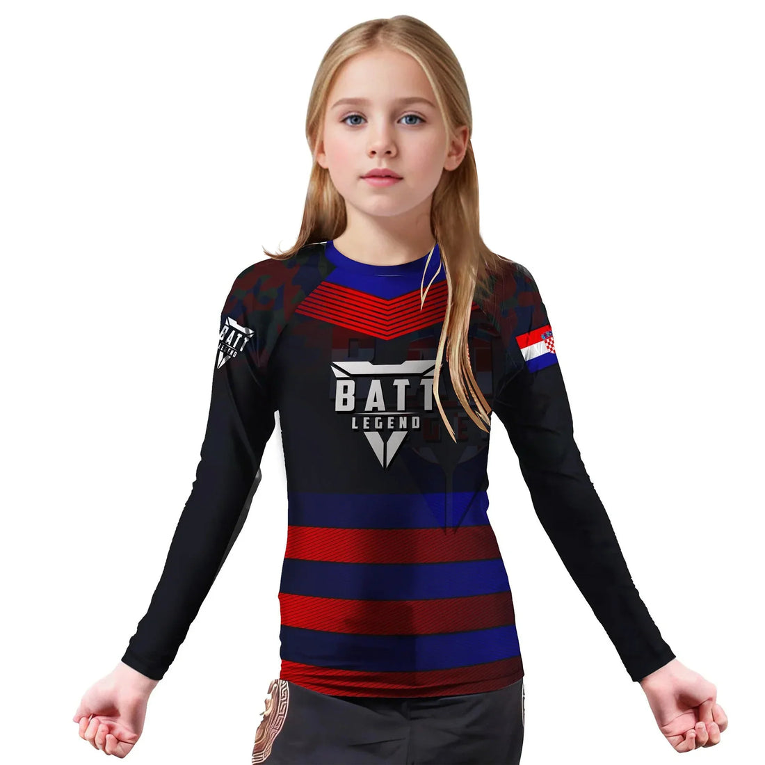 Croatia Skull Fighter Kids Rash Guard