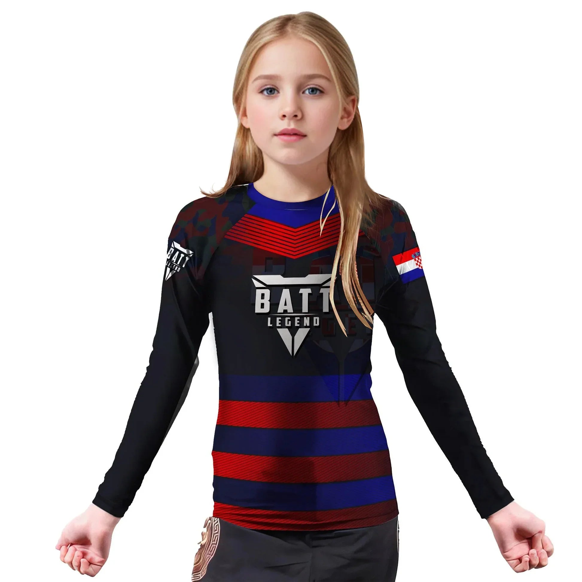 Croatia Skull Fighter Kids Rash Guard