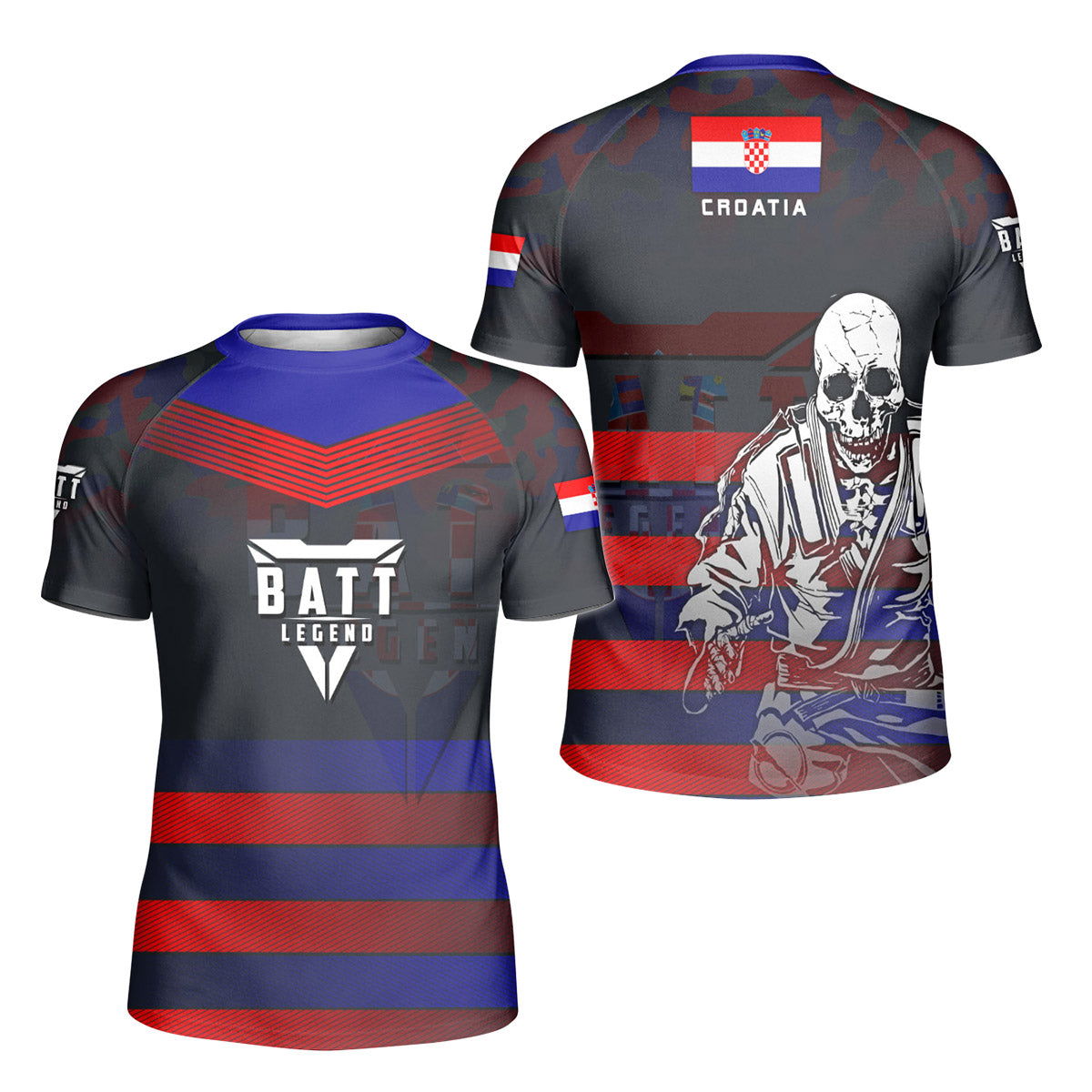 Croatia Skull Fighter Kids Rash Guard