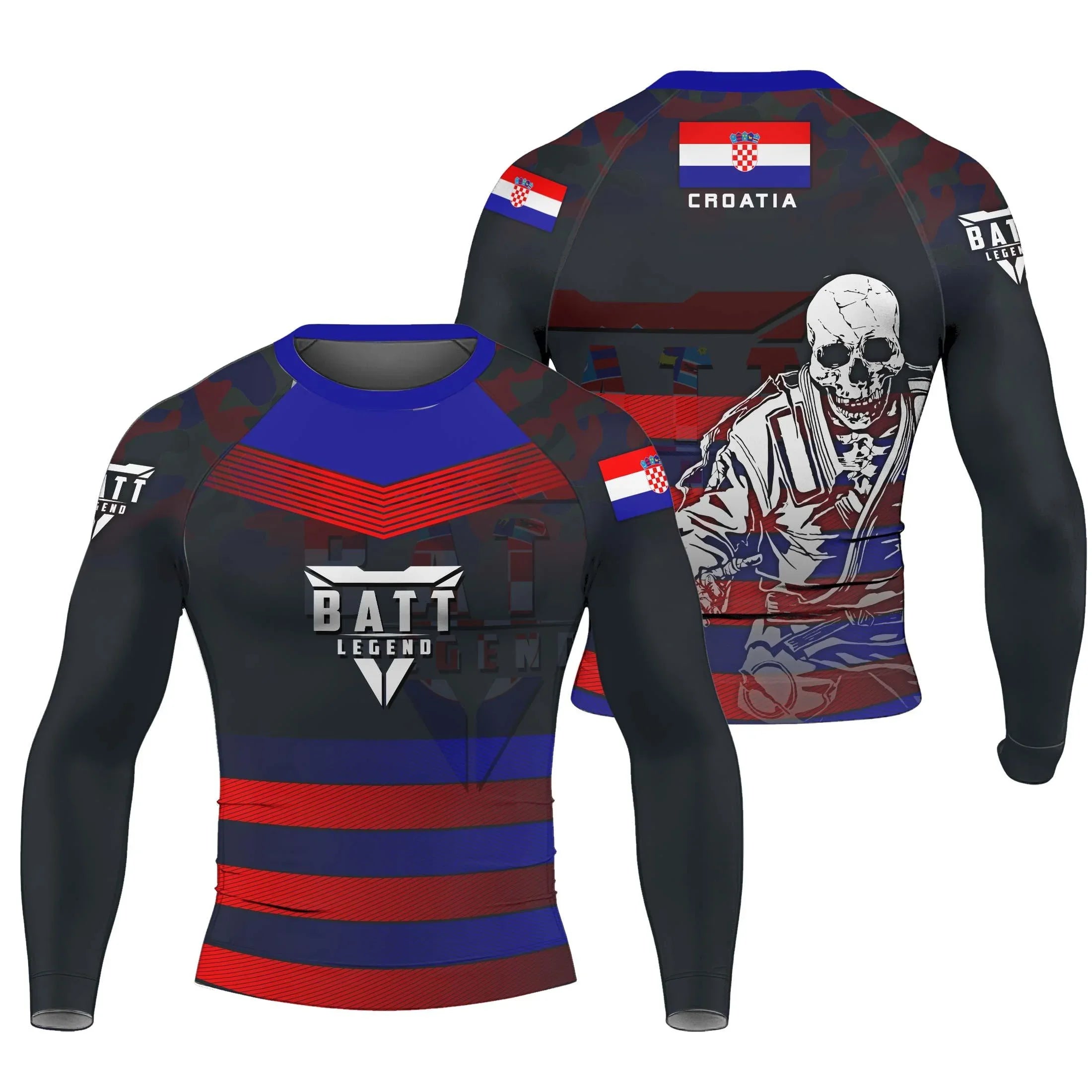 Croatia Skull Fighter Rash Guard | Athletic Performance