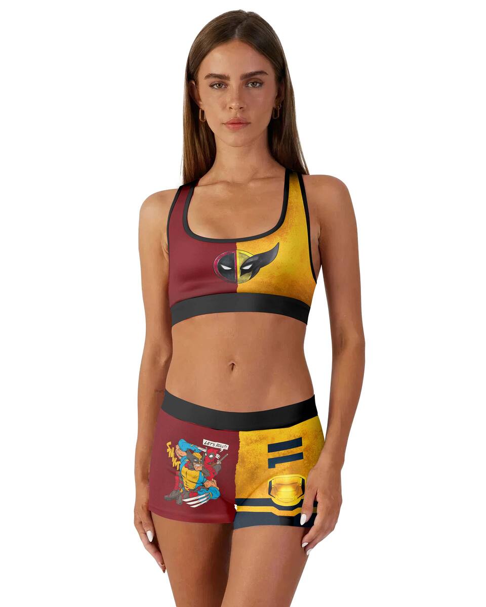 Deadpool And Wolverine Let Roll Together Women's Workout Set