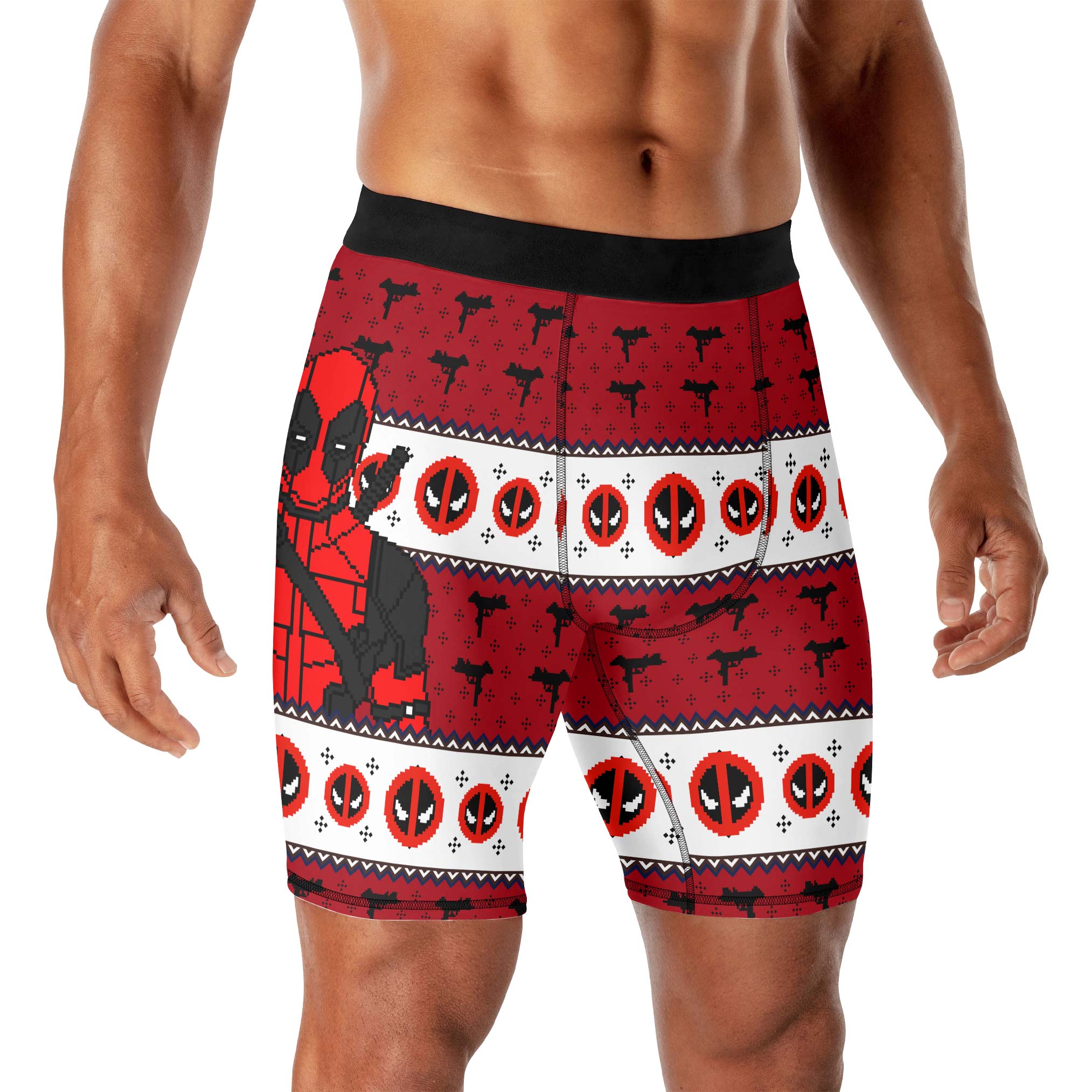 Deadpool Holiday Pixel Strike Compression Shorts