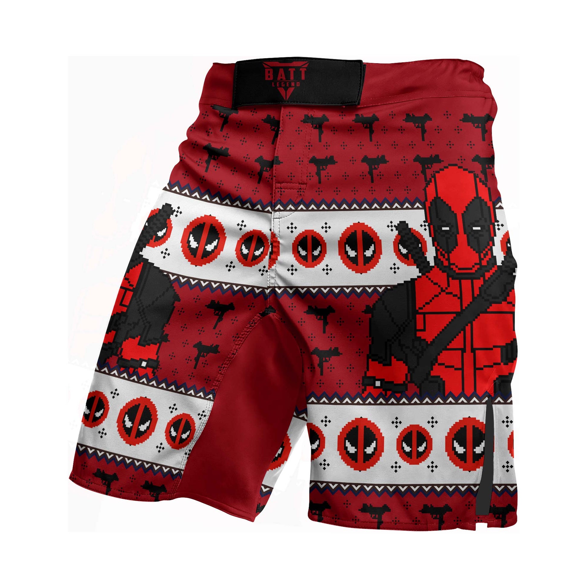 Deadpool Holiday Pixel Strike Fight Shorts