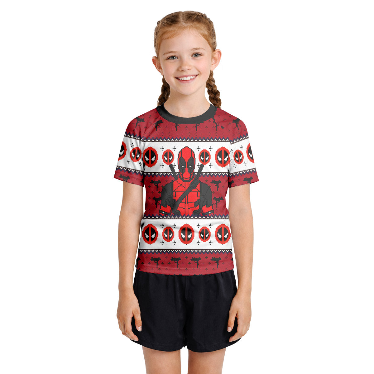 Deadpool Holiday Pixel Strike Kids Rash Guard