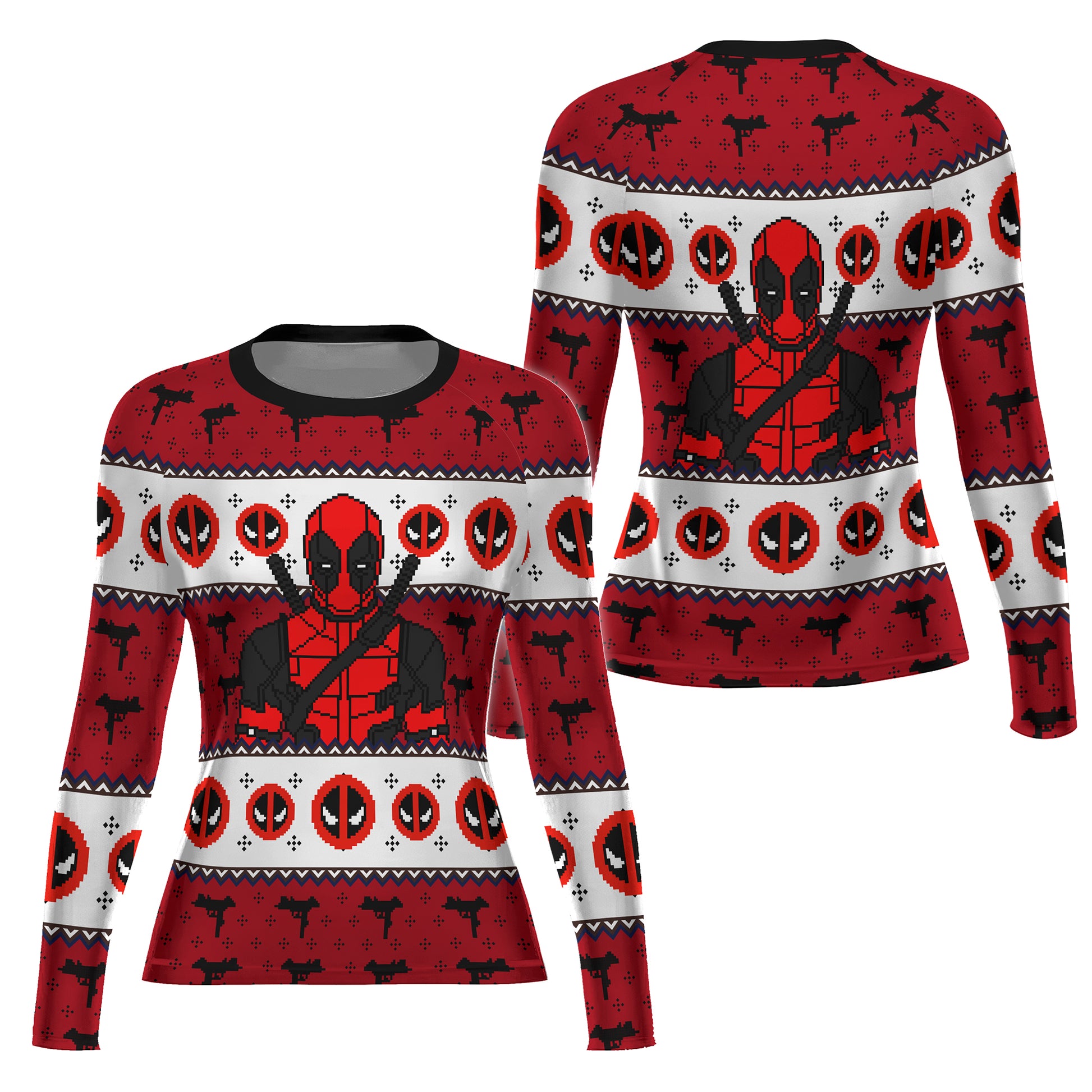 Deadpool Holiday Pixel Strike Rash Guard