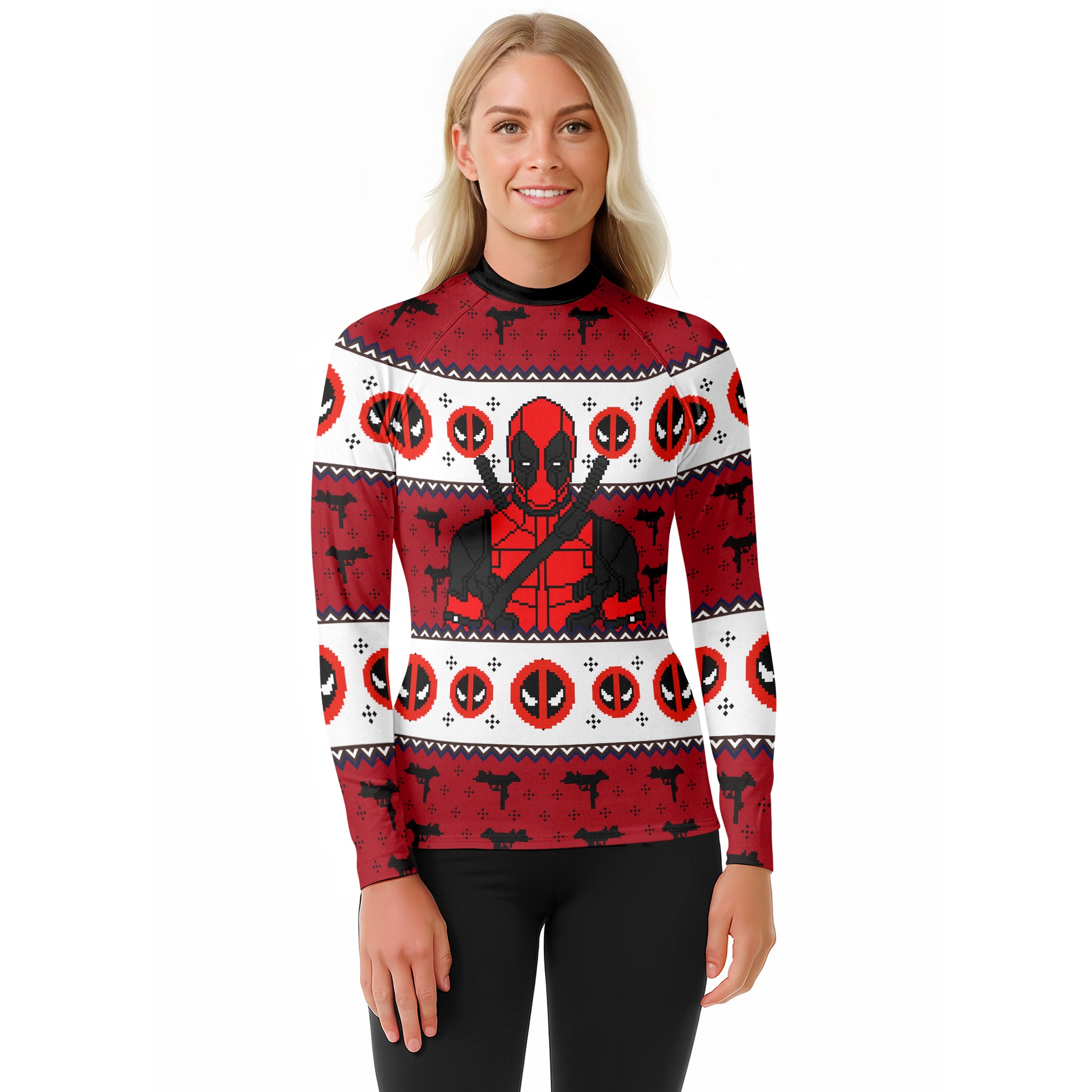 Deadpool Holiday Pixel Strike Rash Guard