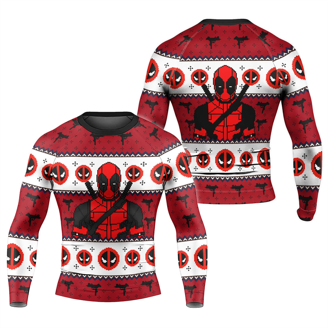 Deadpool Holiday Pixel Strike Rash Guard