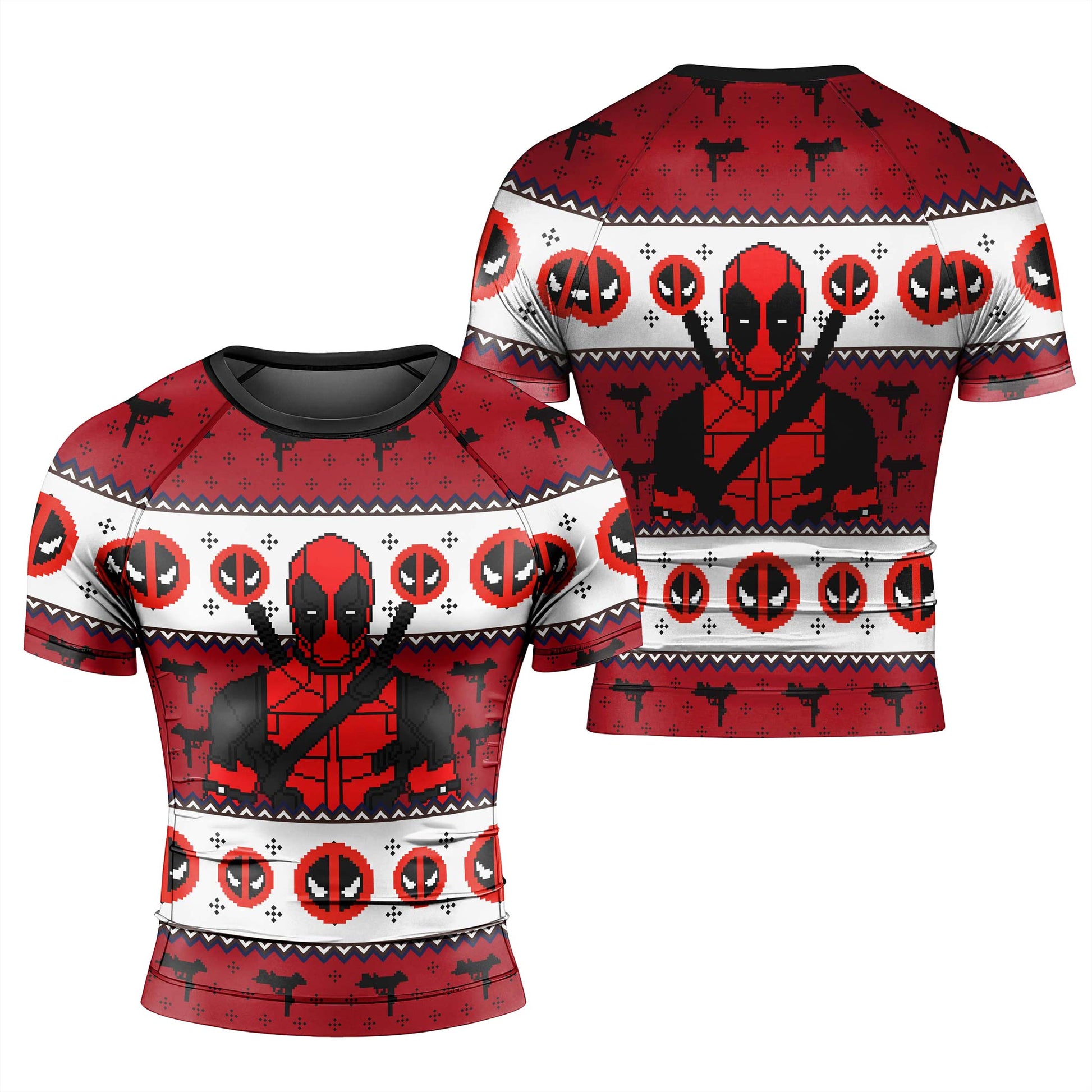 Deadpool Holiday Pixel Strike Rash Guard