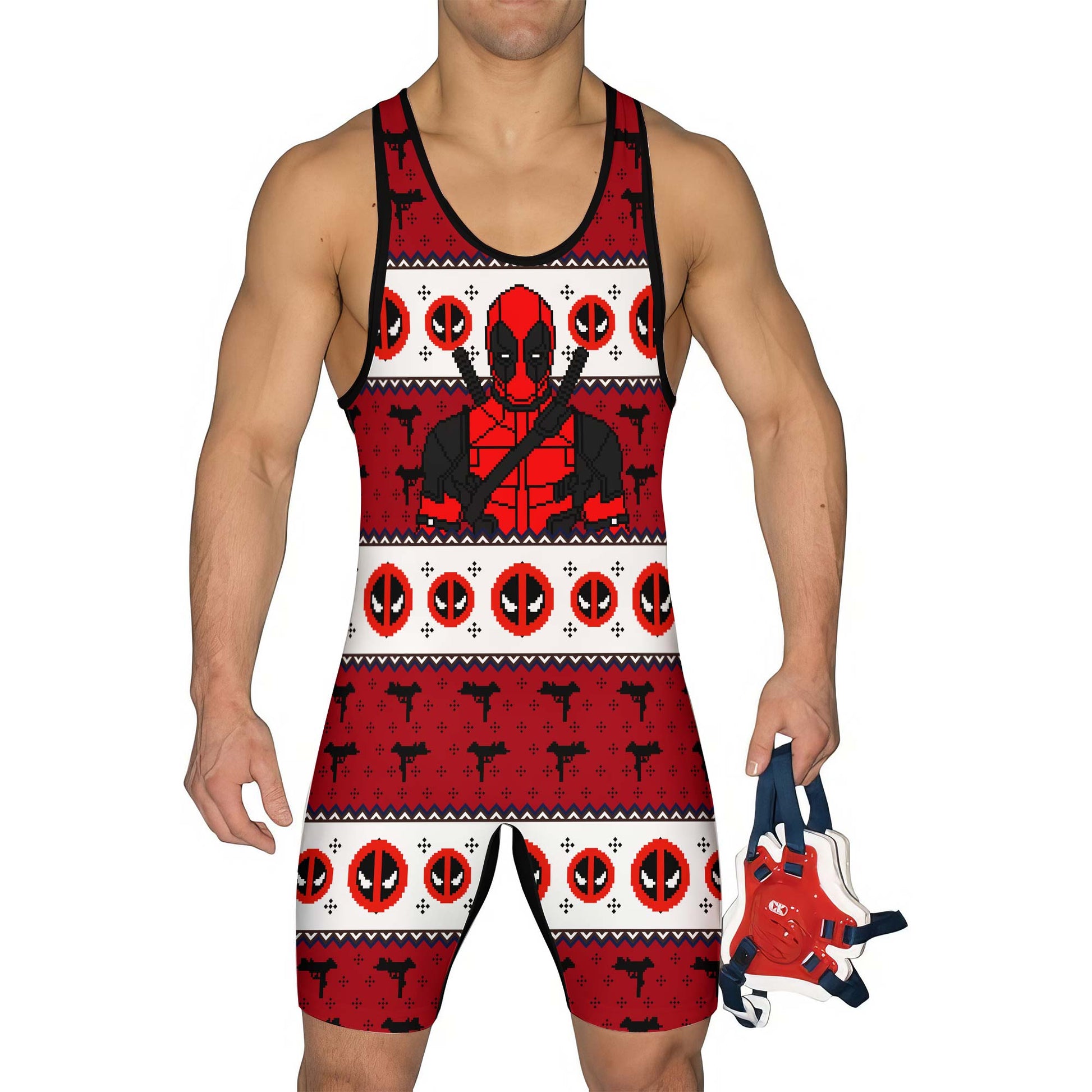 Deadpool Holiday Pixel Strike Wrestling Singlet