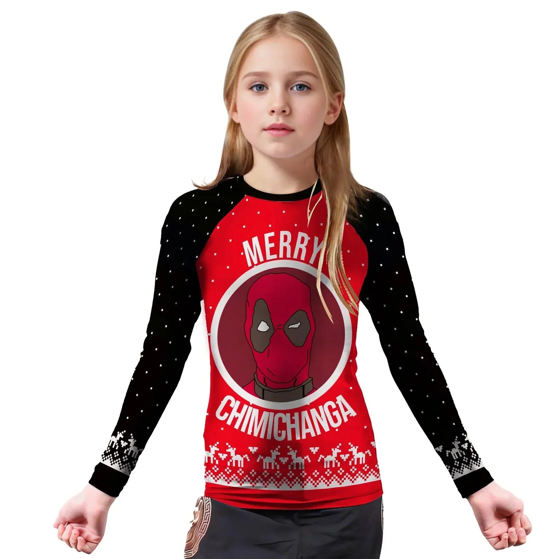 Deadpool Merry Chimichanga Kids Rash Guard | Athletic Wear