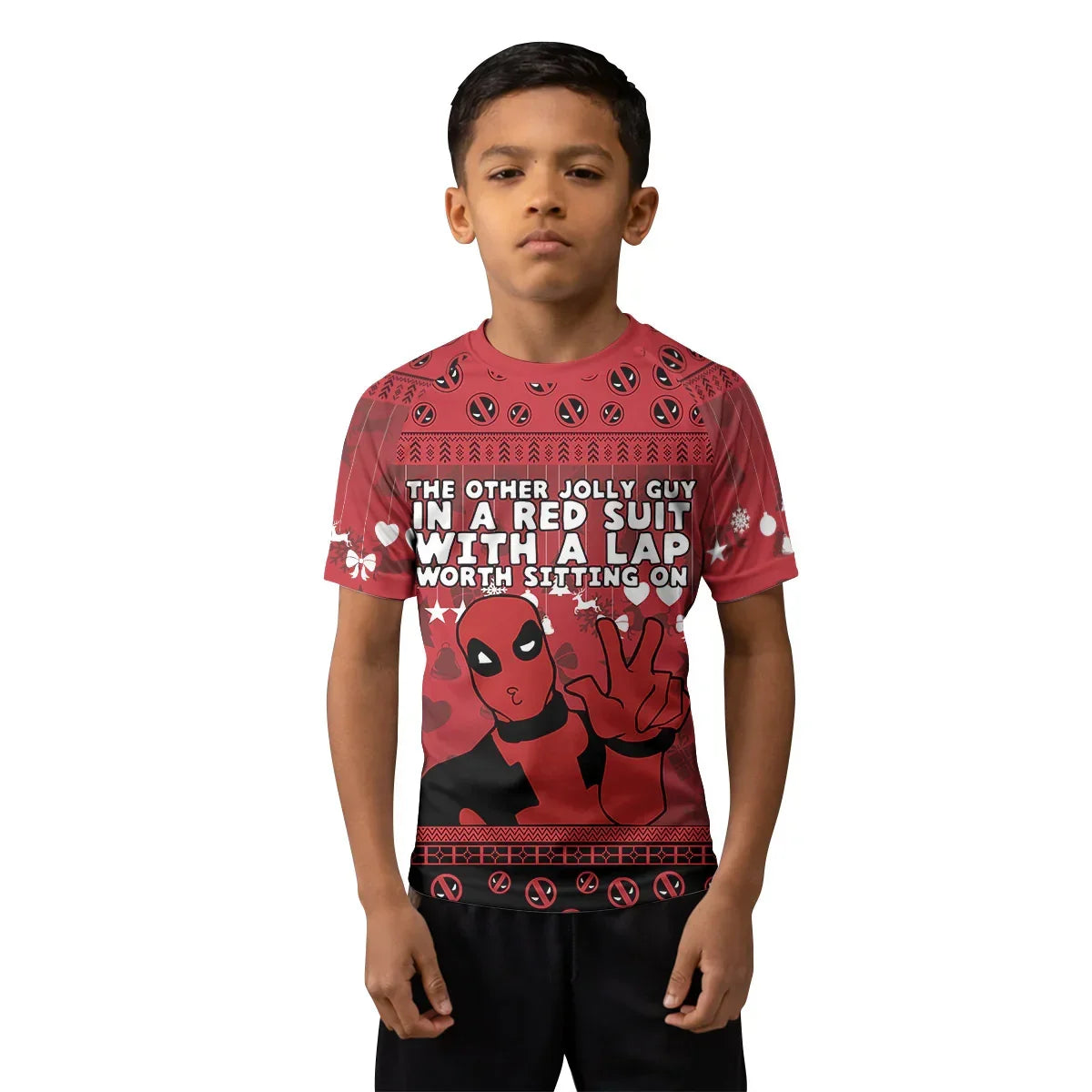 Deadpool Merry Christmas Kids Rash Guard