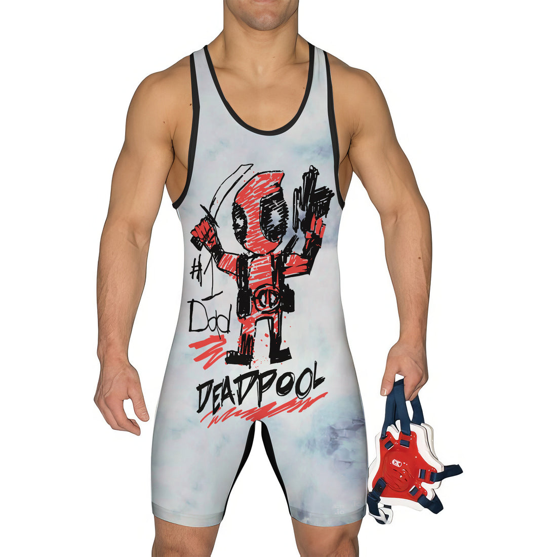 Deadpool Number 1 Dad Wrestling Singlet