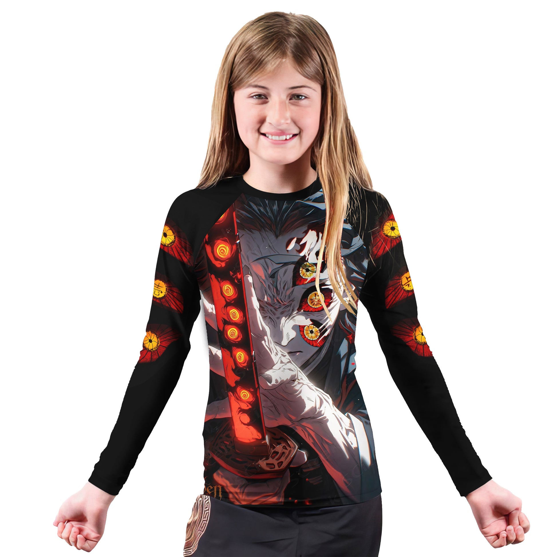 Demon Slayer Kokushibo Fallen Hashira Kids Rash Guard
