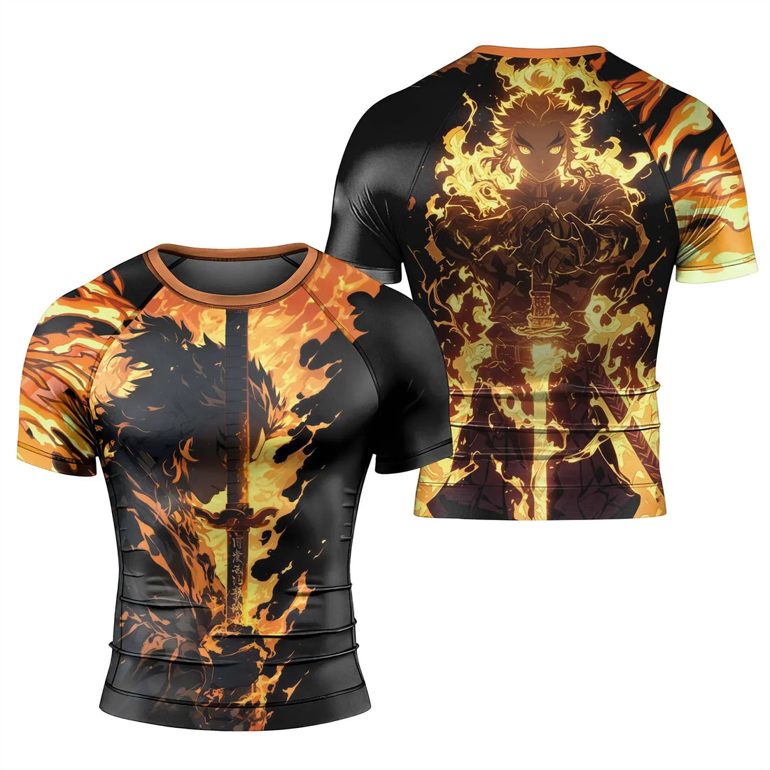 Slayer Rash Guard Demon Slayer Rengoku Flame Aura Rash Guard