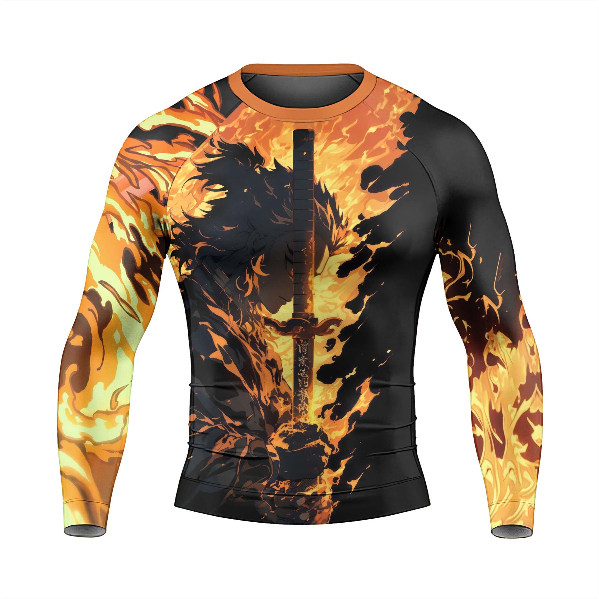 Demon Slayer Rengoku Flame Aura Rash Guard