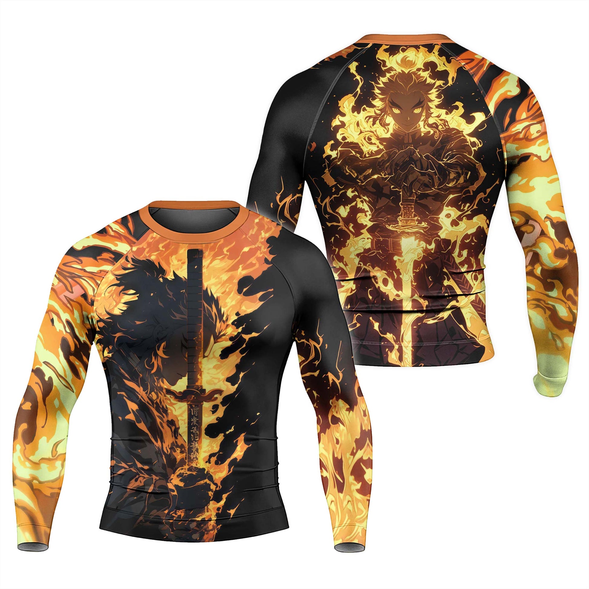 Demon Slayer Rengoku Flame Aura Rash Guard