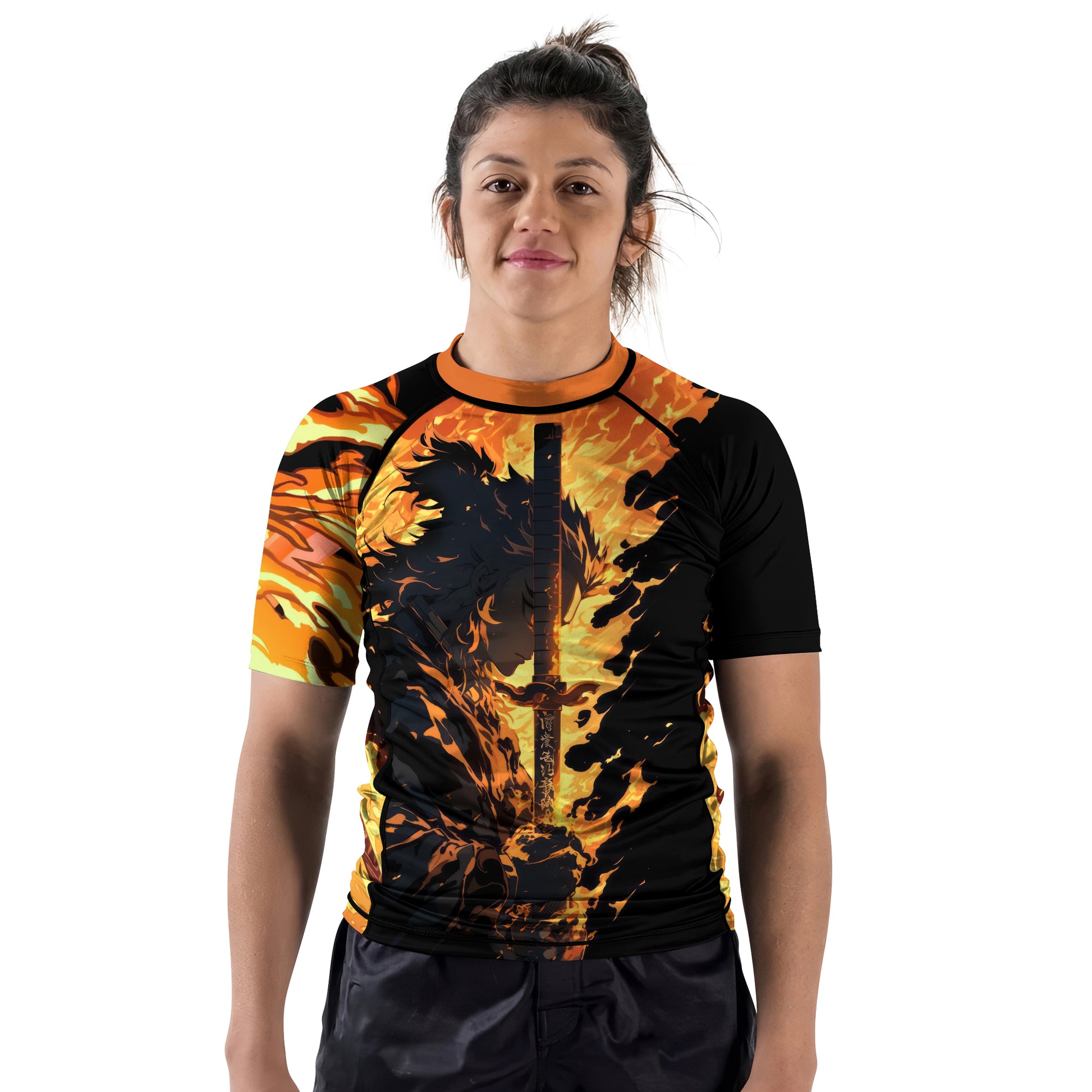 Demon Slayer Rengoku Flame Aura Rash Guard