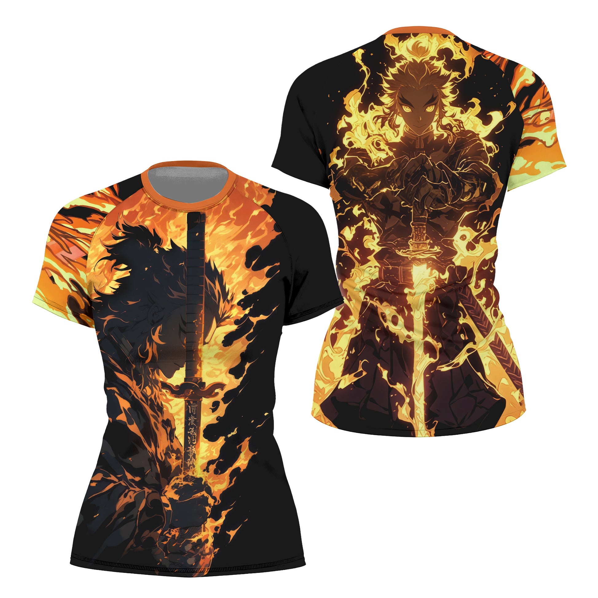Demon Slayer Rengoku Flame Aura Rash Guard