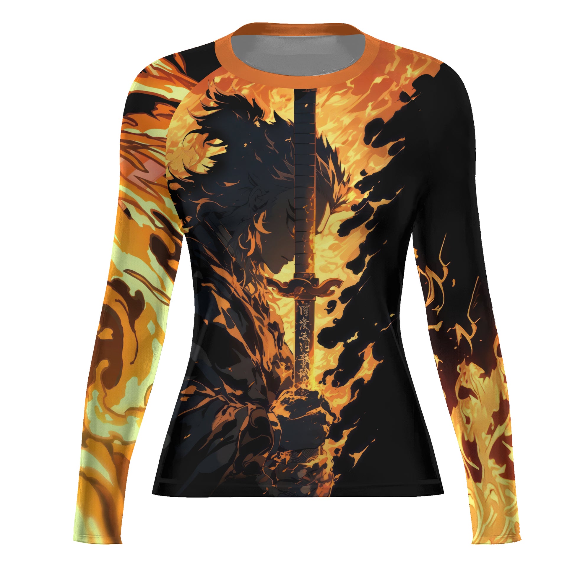 Demon Slayer Rengoku Flame Aura Rash Guard
