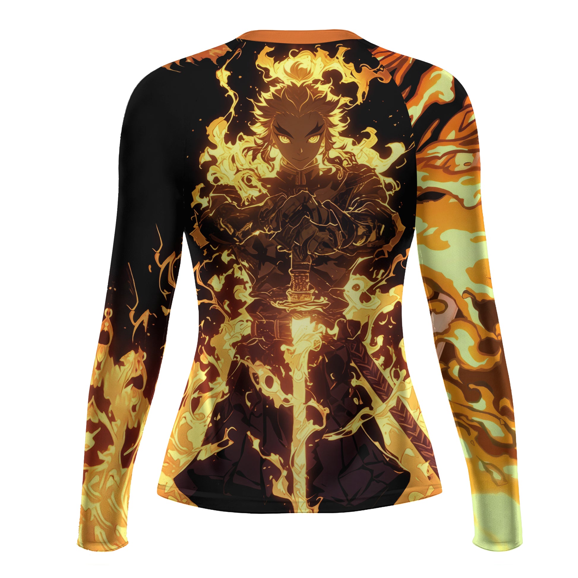 Demon Slayer Rengoku Flame Aura Rash Guard