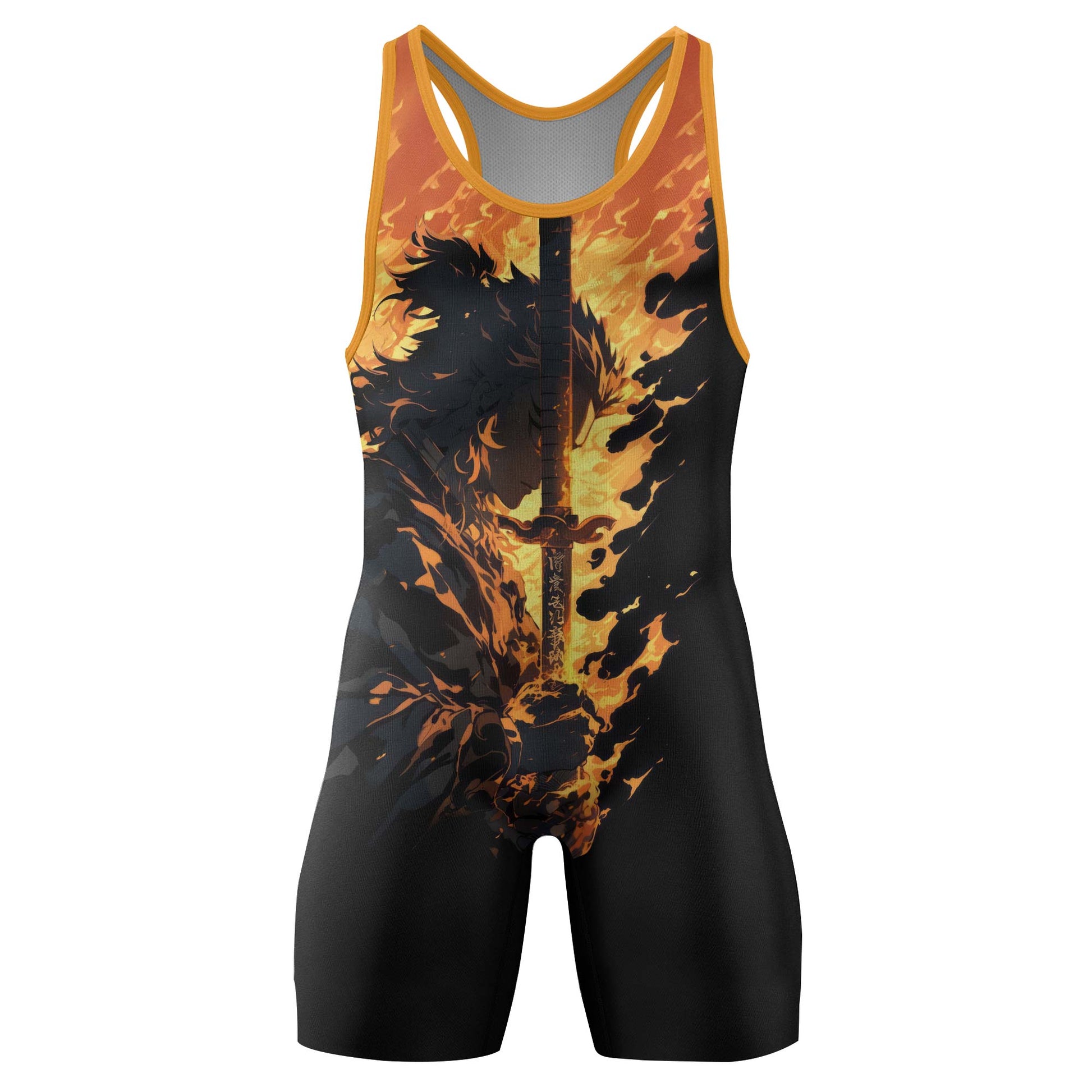 Demon Slayer Rengoku Flame Aura Wrestling Singlet