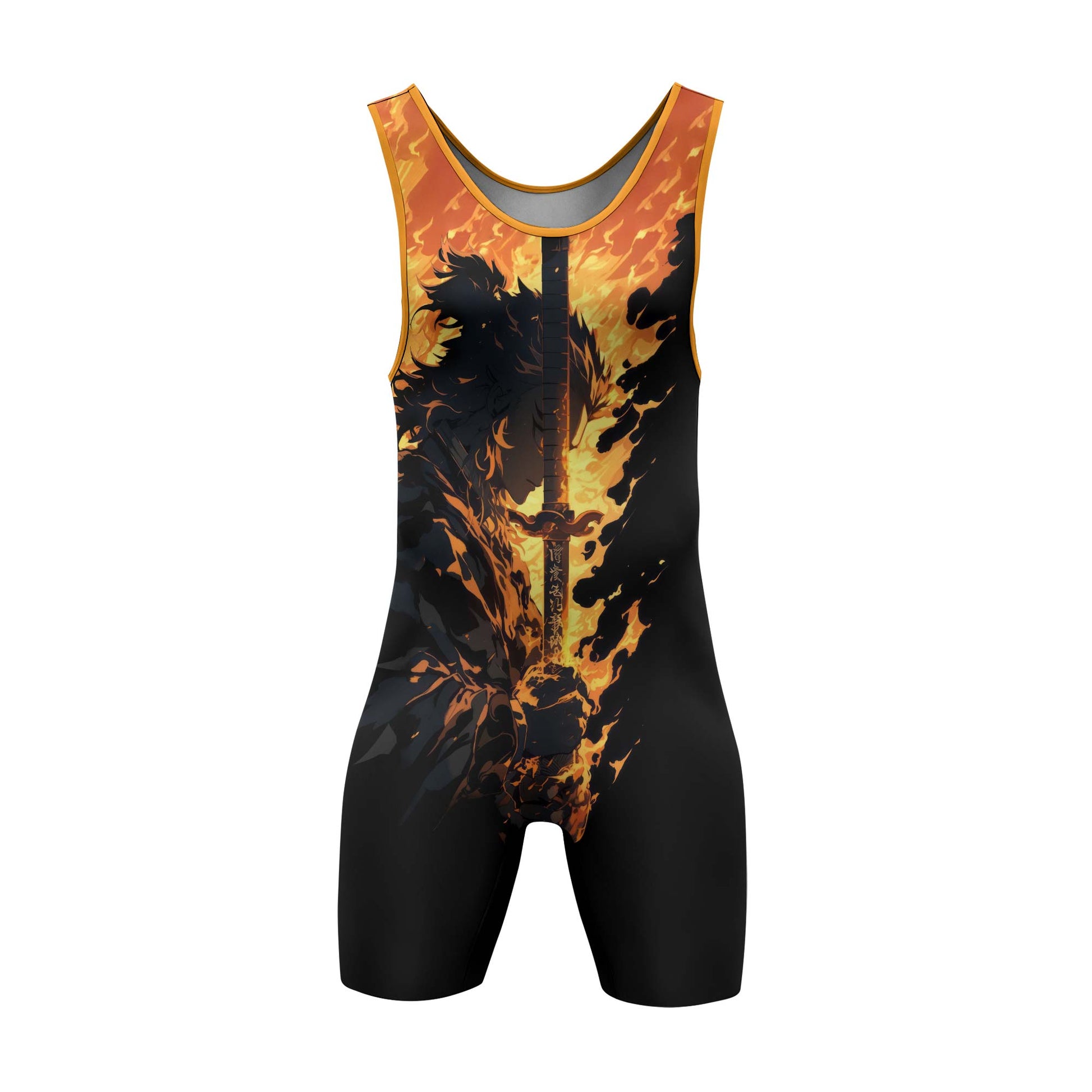 Demon Slayer Rengoku Flame Aura Wrestling Singlet