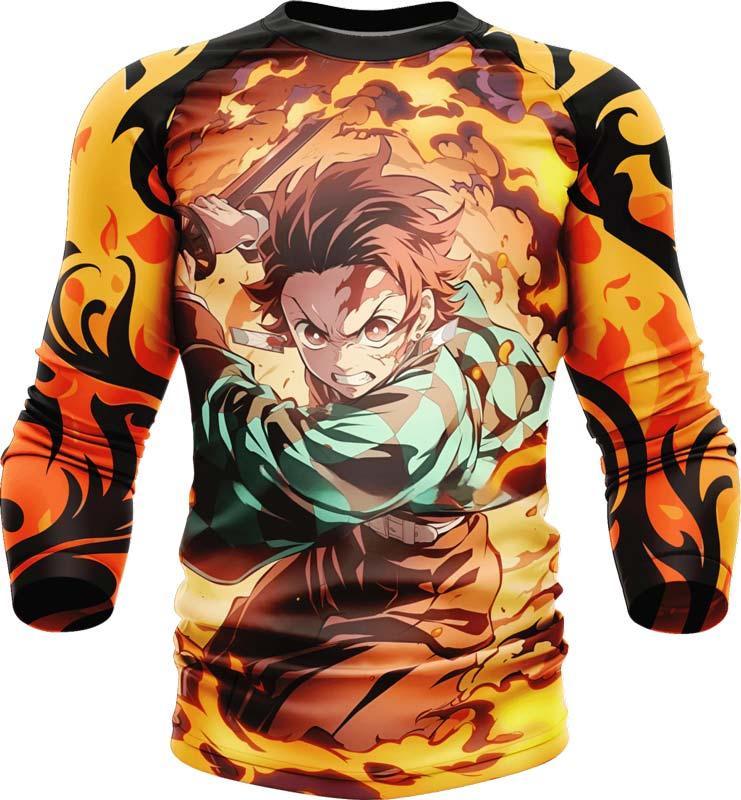 Slayer Rash Guard Demon Slayer Tanjiro Dance of The Fire God Rash Guard