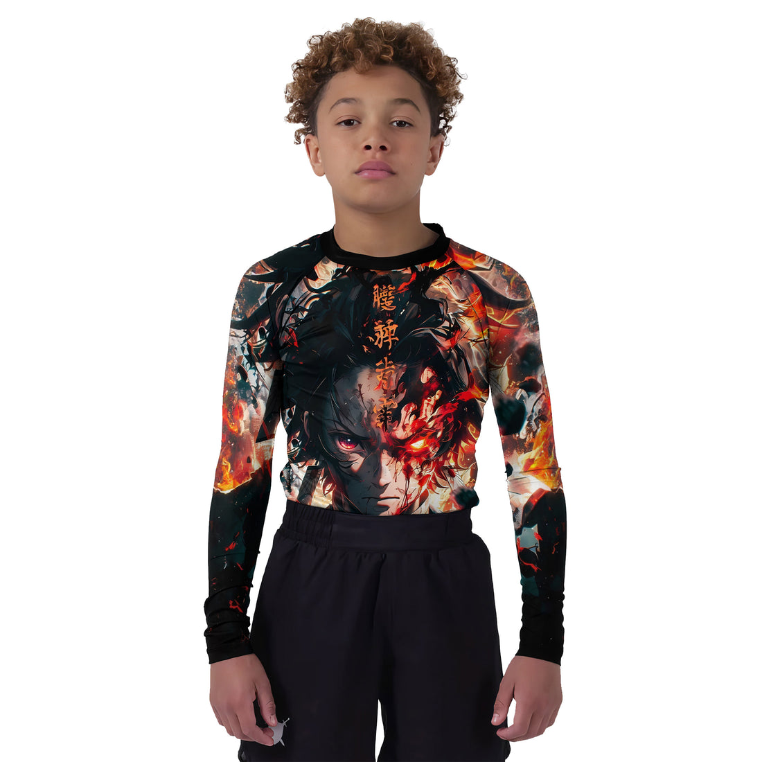 Demon Slayer Tanjiro Flame God Aura Kids Rash Guard