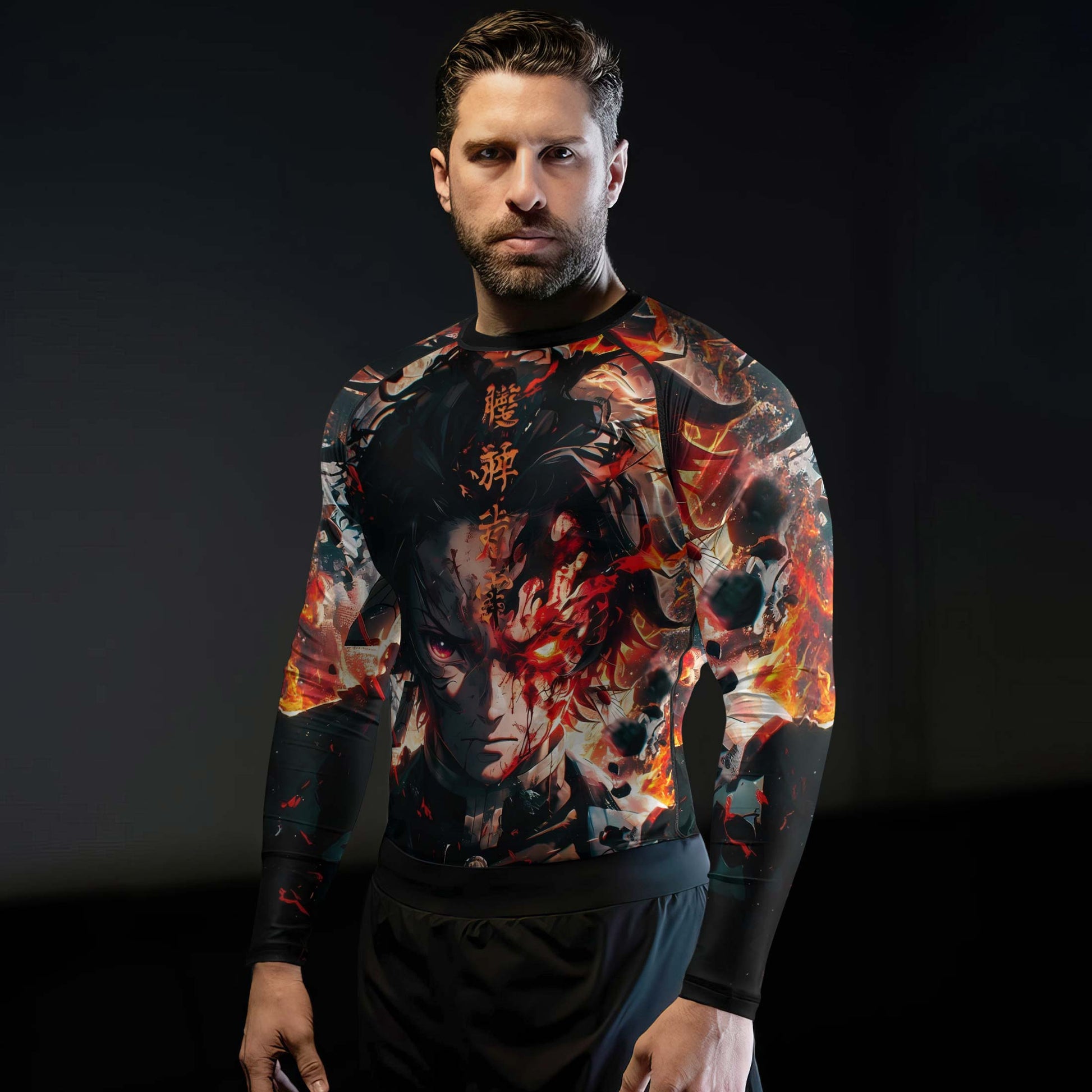 Demon Slayer Tanjiro Flame God Aura Rash Guard