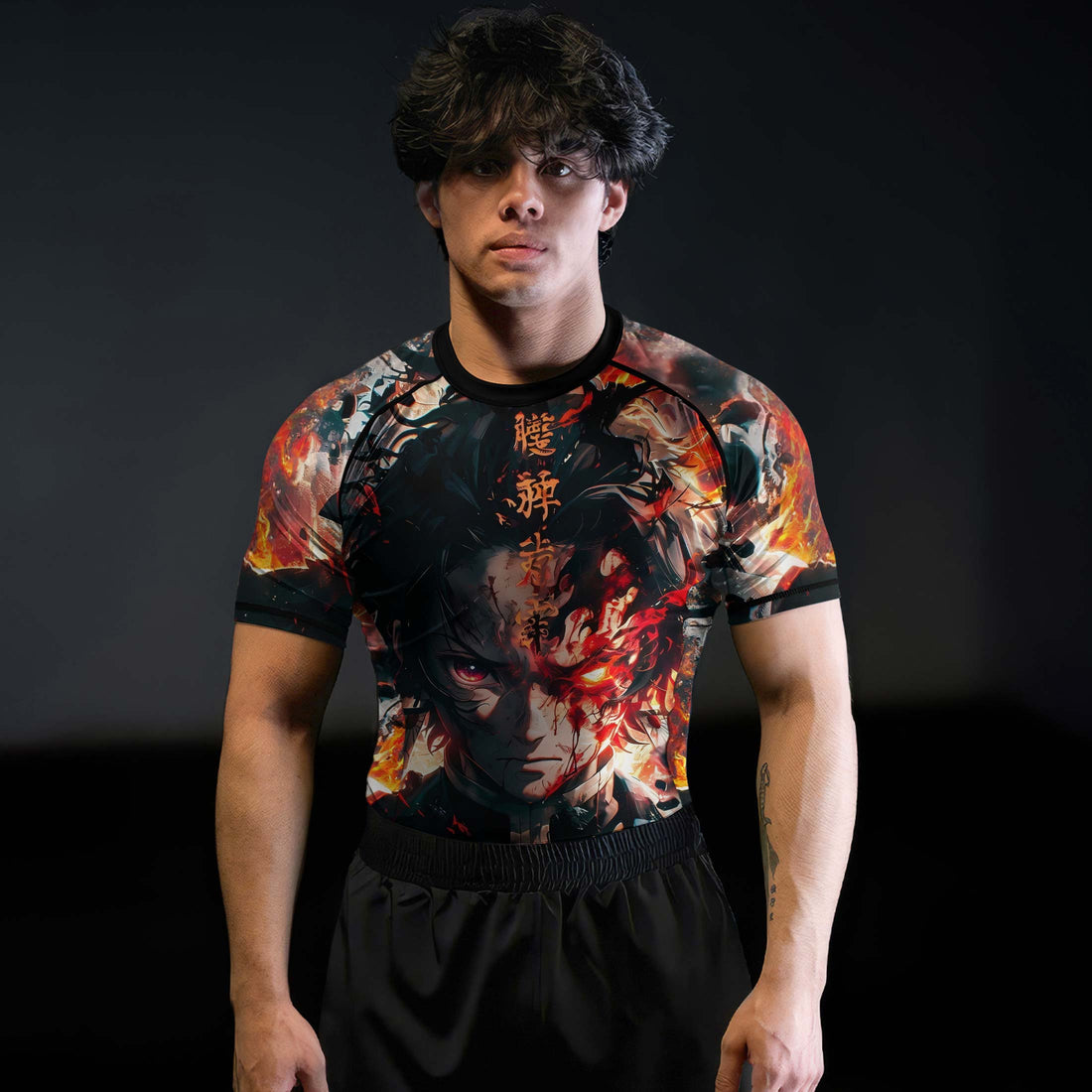 Demon Slayer Tanjiro Flame God Aura Rash Guard