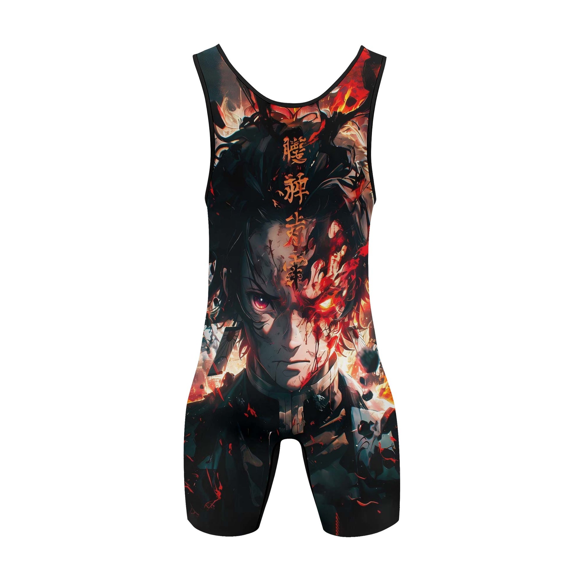 Demon Slayer Tanjiro Flame God Aura Wrestling Singlet