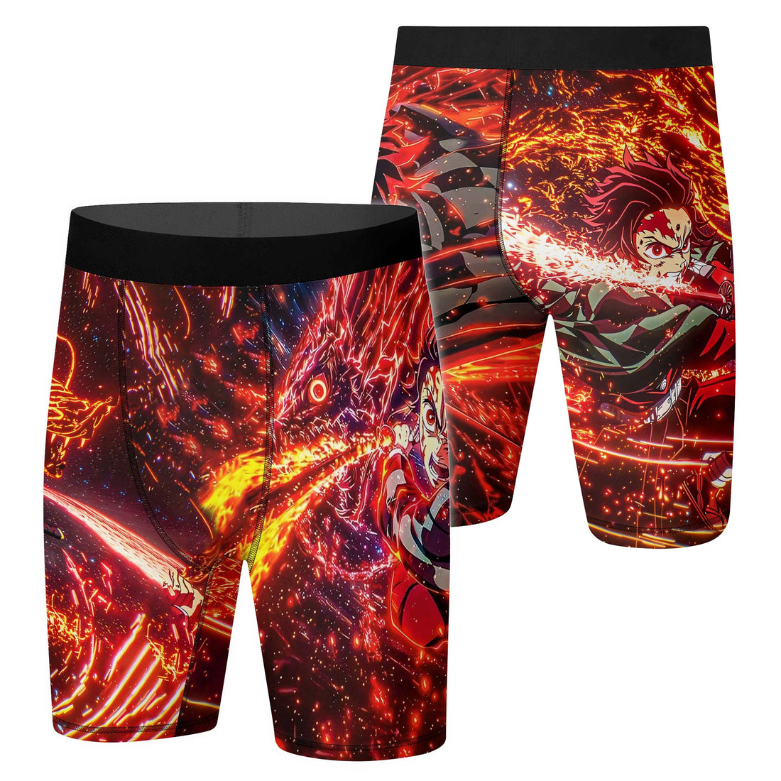 Demon Slayer Tanjiro Sun Halo Dragon Dance Compression Shorts