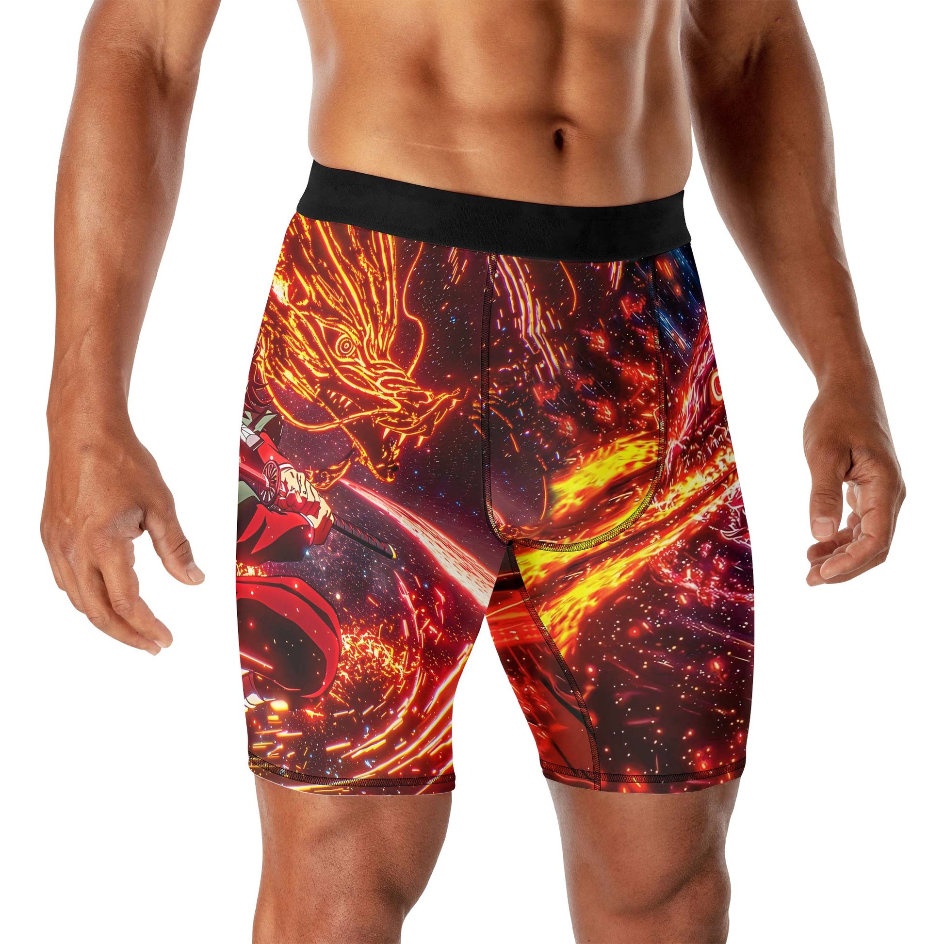 Demon Slayer Tanjiro Sun Halo Dragon Dance Compression Shorts