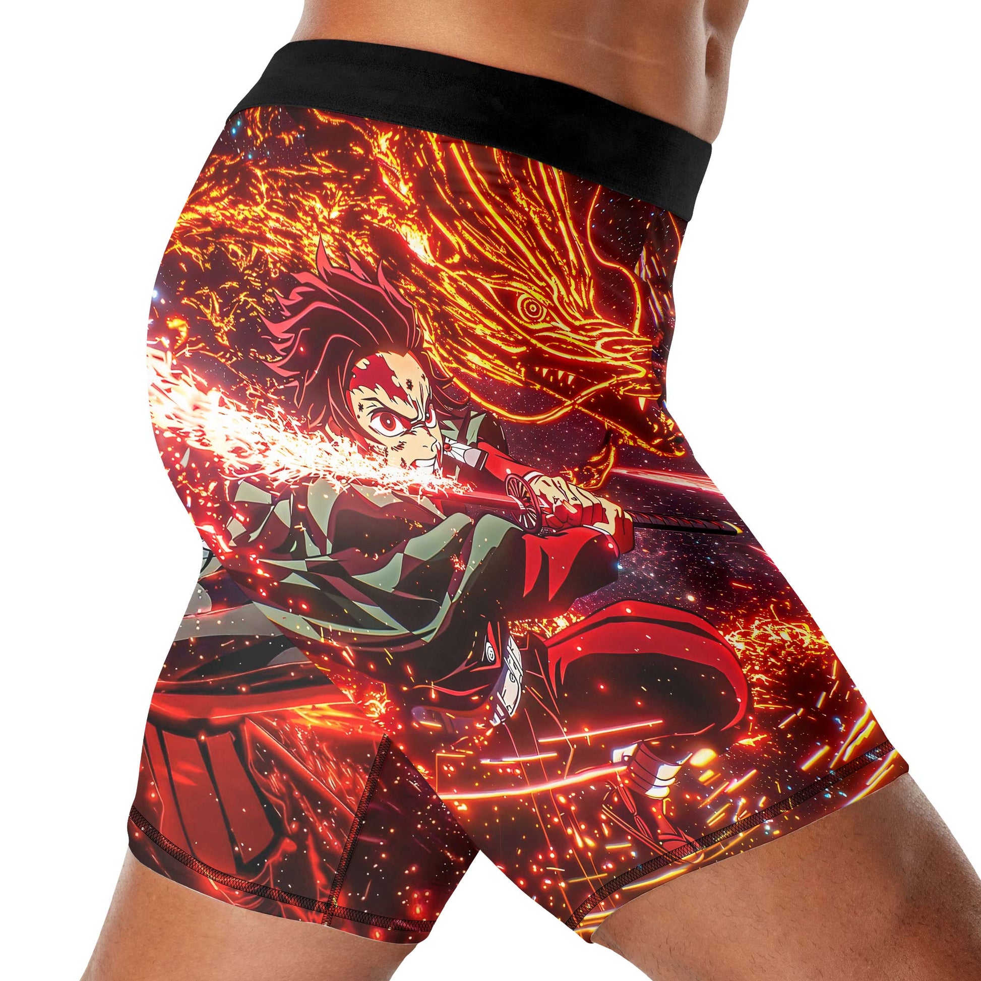 Demon Slayer Tanjiro Sun Halo Dragon Dance Compression Shorts